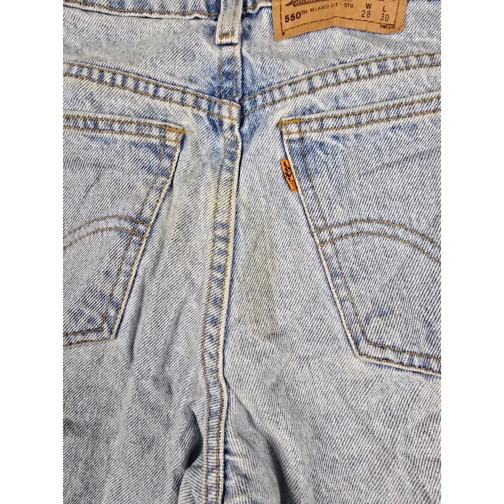 Vintage Levi's 550 Relaxed Student Jeans 28x30 Fit 26x29 Denim Orange Tab 1996